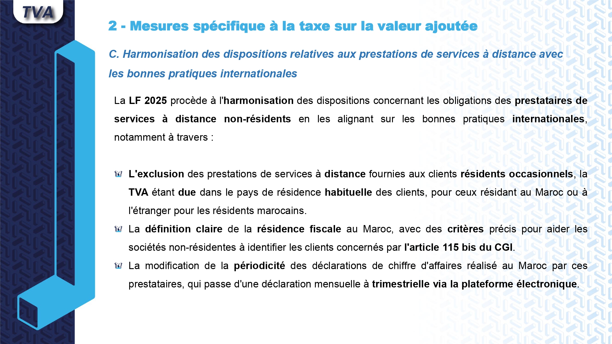Loi de finances 2025 Note sur les principales mesures fiscales. | Fiscalité